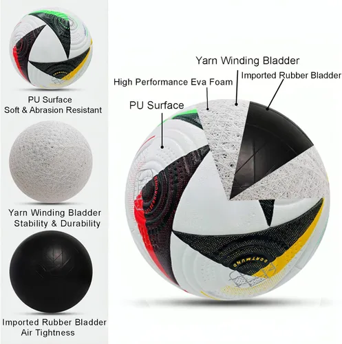 Vista 5 de Balón de fútbol Euro Cup Tamaño 5 – Tapa suave, perfecta para entrenar y jugar, para aficionados al fútbol y adultos
