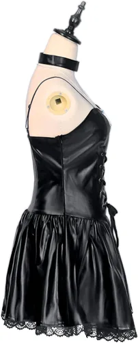Vista 3 de Misa Amane - Disfraz gótico de cuero sintético para cosplay disfraz de anime para mujer ropa de Halloween Blanco