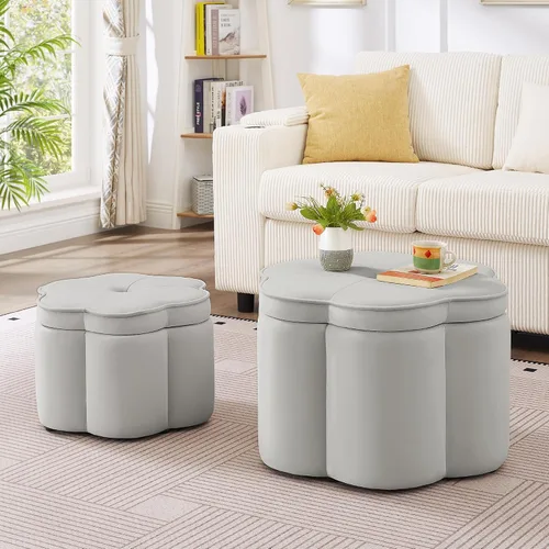 Vista 10 de Otomana redonda con patas de metal negro, reposapiés de 22.05 pulgadas de ancho, reposapiés tapizado para sala de estar, dormitorio, entrada