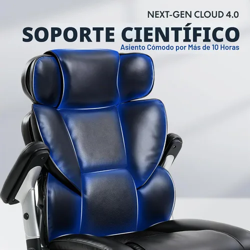 Vista 8 de FLEXISPOT Silla de oficina grande y alta de 600 libras para personas altas negro - cuero sintético