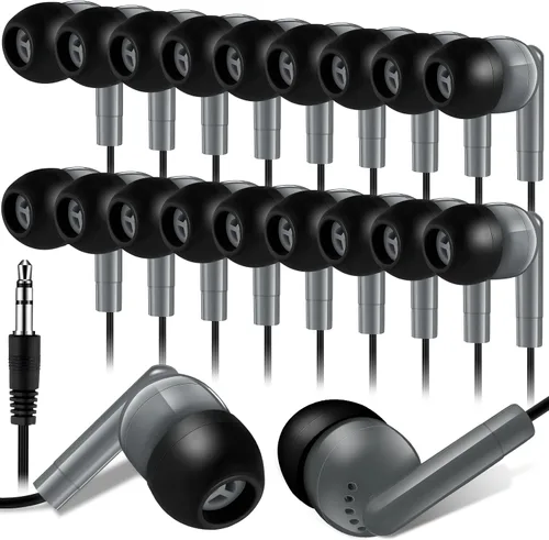 Vista 11 de Kanayu Paquete de 50 auriculares con cable a granel para aulas, auriculares básicos para estudiantes, sin micrófono, con conector de 0.138 in