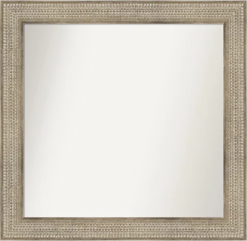 Vista 123 de Amanti Art Espejo de baño plateado para sobre fregadero, 26 x 26 pulgadas, espejo cuadrado de níquel pulido, marco de madera tradicional mediano, se