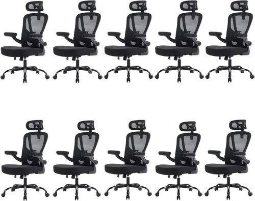 Vista 10 de Silla ergonómica de oficina, silla de escritorio de malla, color Negro