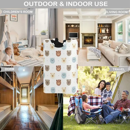 Vista 2 de Cesta de almacenamiento visesunny con diseño de oso y lunares, gran capacidad, resistente al agua, de tela Oxford, para dormitorio, baño, habitación