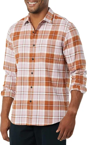 Vista 37 de Amazon Essentials Camisas de franela de manga larga para hombre, corte ajustado, a cuadros con botones