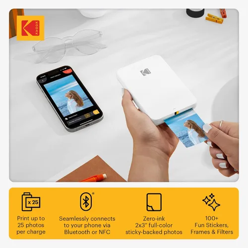Vista 3 de KODAK Step Slim - Impresora instantánea de fotos para smartphone portátil y elegante, inalámbrica - Fotos adhesivas de 5 x 8 cm en Zink - Imprime