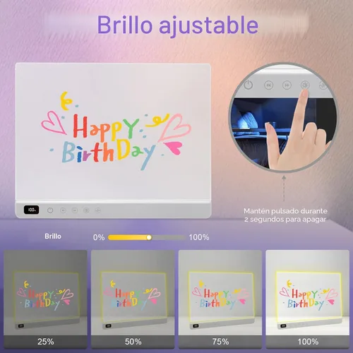 Vista 6 de Cosmody - Tablero de dibujo LED recargable, regalo para niños y niñas a partir de 3 años (blanco)