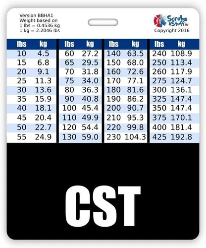 Vista 17 de CST Badge Buddy - Tablas de conversión horizontales con altura y peso (estándar, negro)