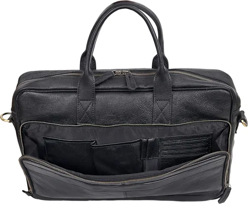 Vista 6 de Maletín de piel de 18 pulgadas para ordenador portátil, bolsas de mensajero para hombres y mujeres, la mejor bolsa de oficina, escuela, universidad