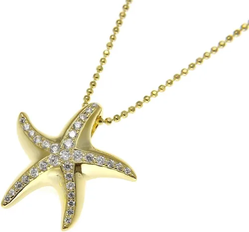 Vista 3 de Arthur's Jewelry 925 plata de ley maciza chapada en oro amarillo colgante de estrella de mar hawaiana cz, Plata esterlina Zirconia cúbica, Circonita