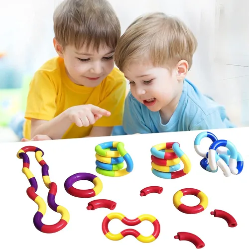 Vista 4 de Juguetes sensoriales fidget - 6 piezas de juguetes fidget retorcidos multicolor para adultos, niños y niñas para relajación, alivio del estrés
