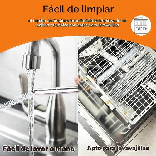 Vista 5 de ALINK Pajitas de acero inoxidable para botella de agua aislada Owala FreeSip de 16 onzas, paquete de 6 popotes de repuesto de metal reutilizables
