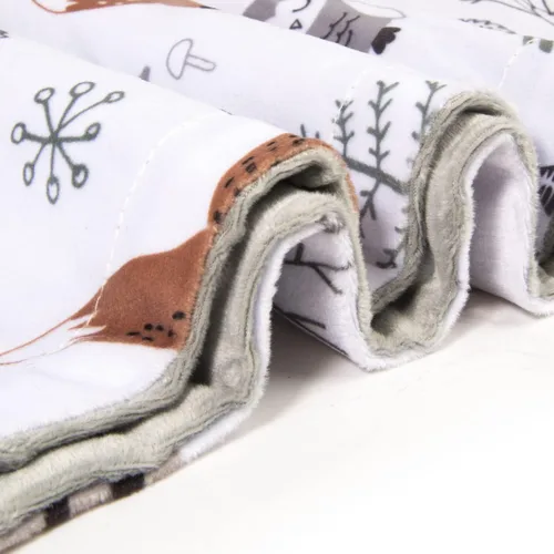 Vista 4 de HOMRITAR Manta de bebé para niños y niñas, manta de felpa suave de visón con respaldo punteado de doble capa para niños pequeños con zorros