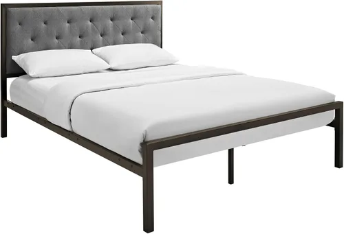 Vista 15 de Modway Mia - Base de cama de piel sintética copetuda, tamaño individual, color blanco y blanco