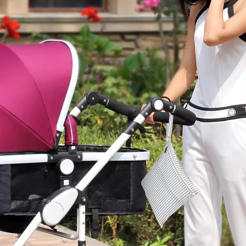 Vista 6 de 2 bolsas húmedas y secas para pañales de tela para bebé, impermeables, lavables, reutilizables, con dos bolsillos con cremallera para ropa sucia