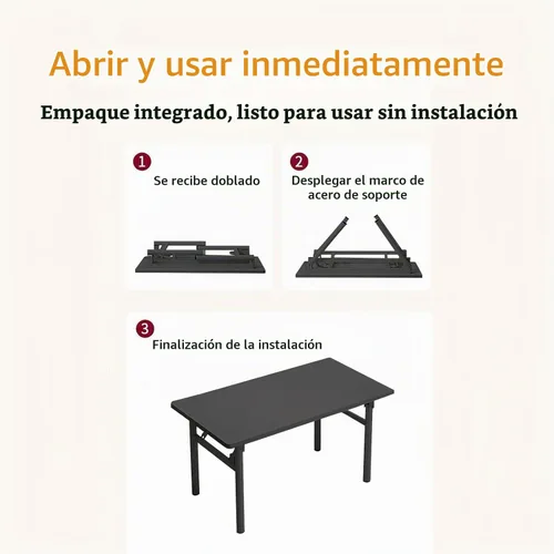 Vista 6 de Escritorio plegable, escritorio plegable de 31.5 pulgadas para espacios pequeños, escritorio plegable para computadora que ahorra espacio, diseño
