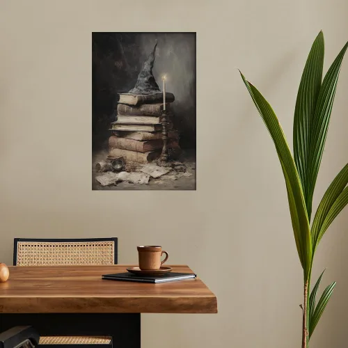 Vista 5 de Póster de lienzo vintage de Halloween de Academia oscura gótica, victoriana, bruja, arte de pared espeluznante casa embrujada, arte abandonado