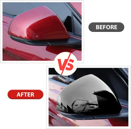 Vista 4 de RT-TCZ Kit de decoración de cubierta de espejo retrovisor para Ford Mustang 2015 2016 2017 2018 2019 2020 2021 2022 2023 2024 (negro)