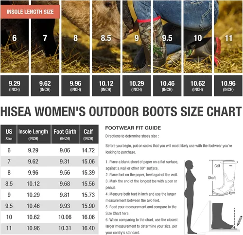 Vista 2 de Hisea - Botas de caza impermeables con aislamiento de media pantorrilla para mujer
