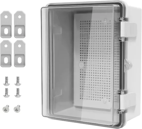 Vista 12 de Caja de derivación de plástico ABS IP65 a prueba de polvo e impermeable, recinto universal para proyectos eléctricos con carcasa bisagra gris