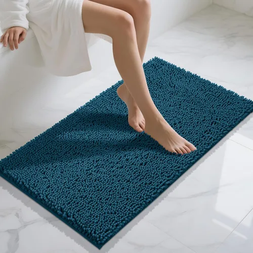 Vista 80 de Yimobra Tapetes de baño lavables, de chenilla súper suave y absorbente, para suelo y alfombra, de secado rápido, antideslizante, para bañera y Beige