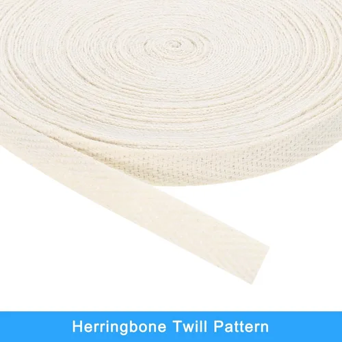 Vista 3 de uxcell Cinta de sarga, 1 cinta de tela de algodón de 11 yardas x 0.315 in, rollo de cinta de espiga para ropa, accesorios, bolsas (beige y blanco)