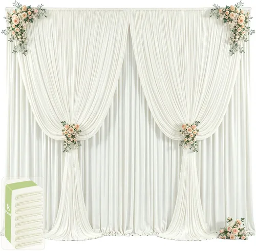 Vista 45 de 20 pies x 12 pies Cortinas de Telón de Fondo Azul Bebé Sin Arrugas para Bodas y Fiestas, Telón de Fondo de Tela Azul, Cortinas para Bodas