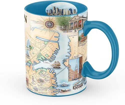 Vista 19 de Taza de cerámica con mapa de 1000 islas de Xplorer Maps (16oz) – Taza de café libre de BPA para bebidas frías y calientes – Perfecta para oficina