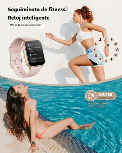 Vista 5 de Smart Watches for Women, 1.85" Alexa Smart Watch for Android Phones/iPhones Blush Pink-Pink