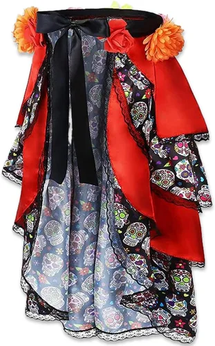 Vista 2 de El día de los muertos para adultos - Tamaño estándar (paquete de 1) - Vibrante y multicolor, perfecto para fiestas, eventos de disfraces y diversión