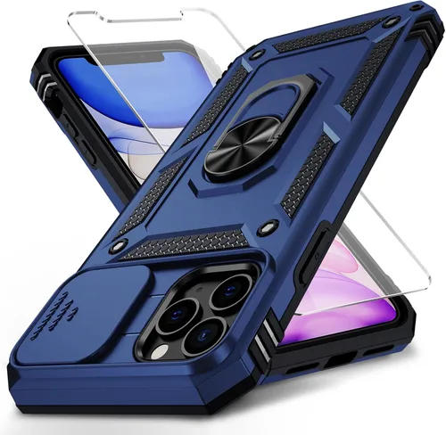 Vista 15 de Funda para iPhone 11 Pro con cubierta para lente de cámara, protector de pantalla HD, protección contra caídas de grado militar de 10 pies, soporte