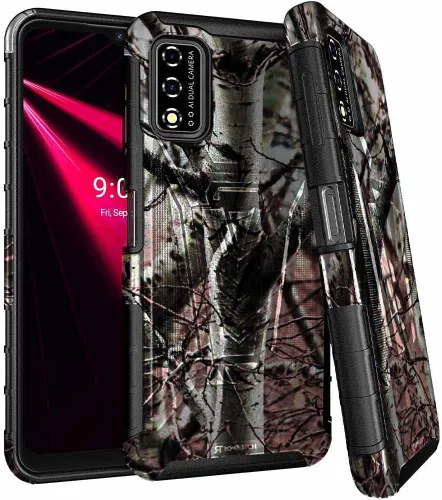 Vista 25 de Rome Tech Funda con clip para cinturón para Cricket Icon 3 de 6.5 pulgadas (2021) - Funda de teléfono celular de doble capa a prueba de golpes