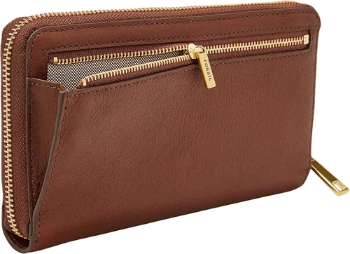 Vista 8 de Fossil Liza - Cartera de cuero con cremallera alrededor para mujer con correa retráctil para la muñeca