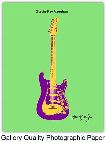 Vista 7 de Decoración de pared de guitarra - Jimi Hendrix, Stevie Ray Vaughan, Eric Clapton, Springsteen, Lennon - Juego de pósteres de arte pop de Andy Warhol