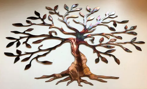 Vista 4 de Arte de pared de metal con olivo versión más amplia