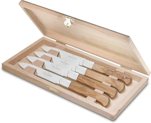 Vista 2 de Hampton Forge Sfs51L04Wb Lynden - Juego de 4 cuchillos para carne de madera de olivo