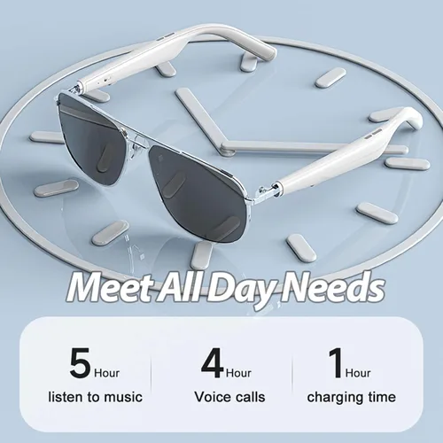 Vista 5 de Xmenha Lentes de sol inteligentes con Bluetooth para hombres y mujeres con altavoces, inalámbricos con audio Bluetooth