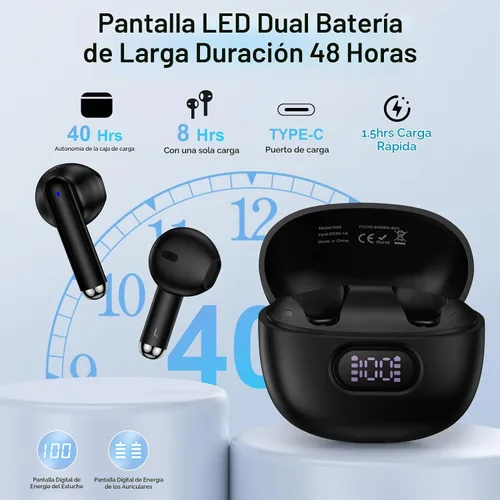 Vista 2 de Auriculares Bluetooth inalámbricos para Samsung Galaxy A17 A16 A36 5G S25 Ultra Z Fold 7 6 Flip 7 FE A26 A56 S24, 48H V5.3 Auriculares Bluetooth