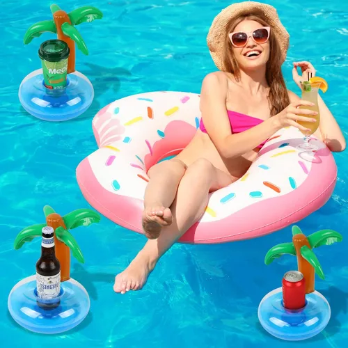 Vista 5 de LIYDE Paquete de 6 flotadores inflables de palmeras para accesorios de fiesta en la piscina