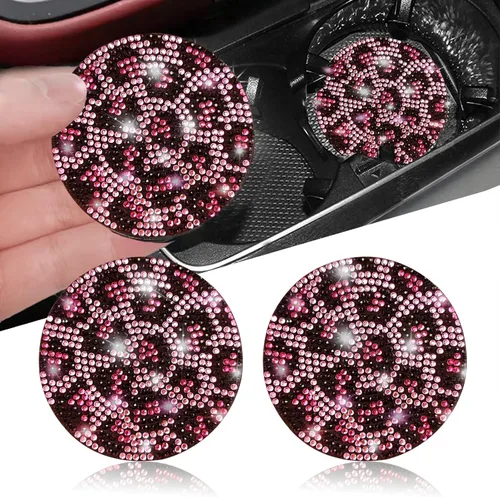 Vista 32 de NBTEPEM 2 posavasos de auto con diamantes de imitación, 2.75 pulgadas, antideslizantes, a prueba de golpes, universal, a la moda, para auto