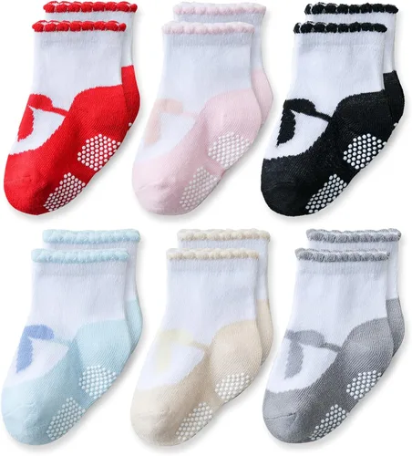 Vista 14 de EPEIUS Calcetines antideslizantes unisex para bebés niñas y niños (juego de 6)