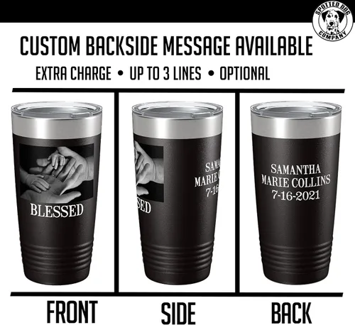 Vista 6 de Vaso personalizado de 20 onzas (17 colores) con foto impresa con aislamiento térmico de acero inoxidable recubierto de polvo con tapa, regalo