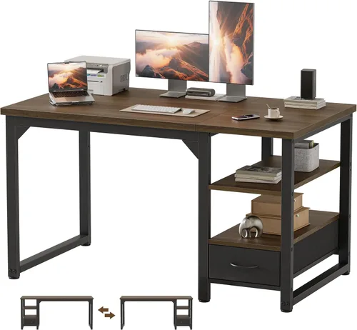 Vista 28 de Mericonia Escritorio para computadora, escritorio de juegos para espacios pequeños, mesa de estilo moderno y simple para oficina en casa, mesa