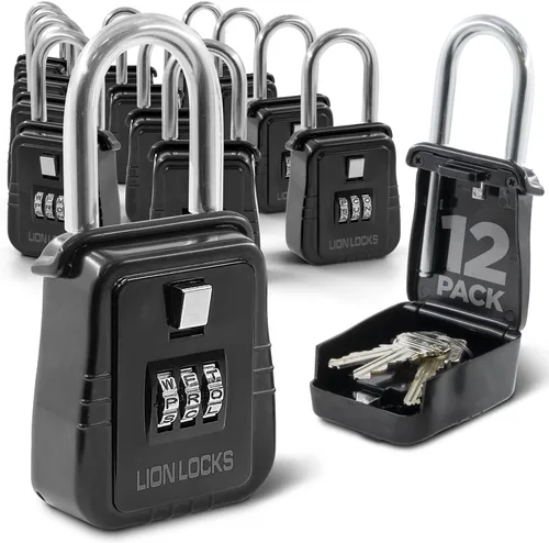 Vista 8 de Lion Locks Caja de bloqueo de llaves 1500 con código, caja de seguridad para llaves al aire libre, caja de bloqueo de agente inmobiliario