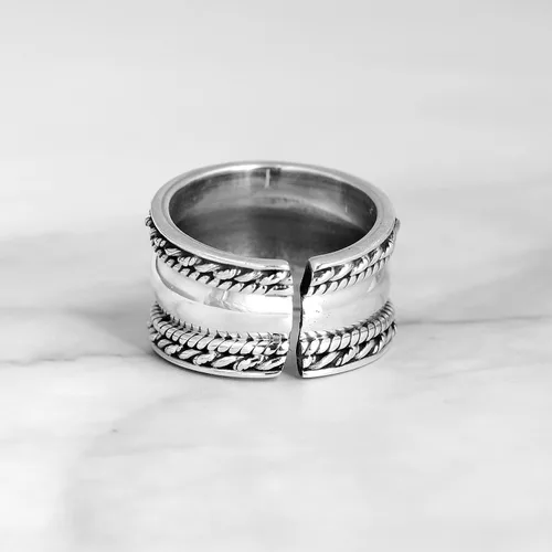 Vista 8 de Boho-Magic Anillos bohemios de plata de ley 925 para mujer, anillo de pulgar de banda ancha, ajustable, Metal