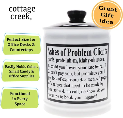 Vista 3 de Cottage Creek Tarros – 6 pulgadas, cenizas de cerámica de clientes problemáticos, banco de monedas y tarro de caramelos, regalos de cumpleaños