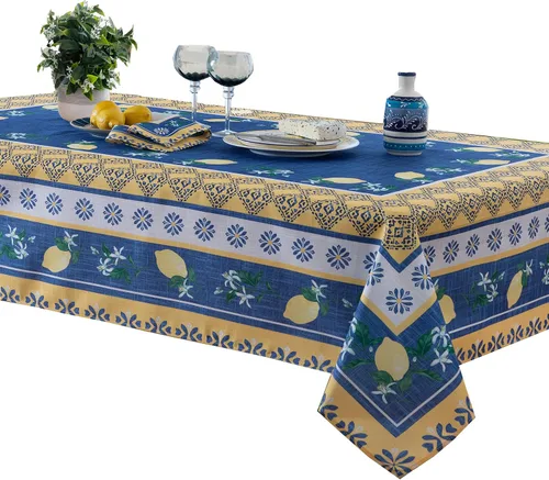 Vista 7 de Home Bargains Plus Servilletas cuadradas de tela, juego de 8 servilletas, jardín de limón azul, para interiores y exteriores, resistentes a