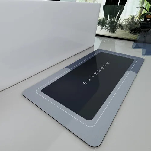 Vista 79 de Tapetes de baño antideslizantes de secado rápido, tapetes de baño de goma súper absorbentes para debajo de la puerta, tapetes de baño para baño, Azul