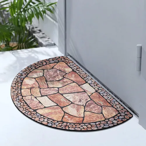 Vista 4 de MANO Tapete para puerta delantera para entrada al aire libre, tapete resistente de medio círculo para entrada exterior, tapete de bienvenida