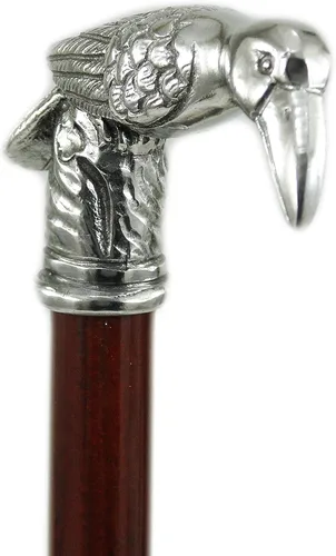 Vista 2 de Italia - Bastón grabado personalizado para hombres y mujeres, caña de madera, mango de metal, bastón en peltre fino de cuervo